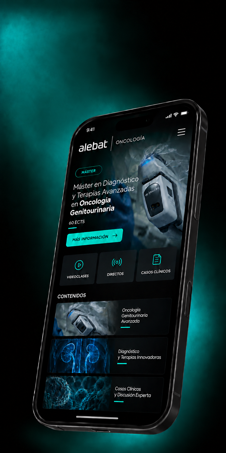 Banner promocional de suscripción con logo de Oncología y dispositivo móvil